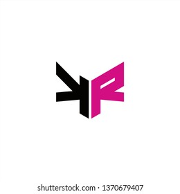 KR Logo Letter Initial With Black and Pink Colors