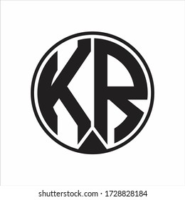 KR Logo monogram circle with piece ribbon style on white background