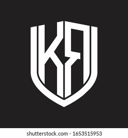 KR Logo monogram with emblem shield design isolated on black background