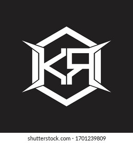 KR Logo monogram with hexagon and four taper shape design template