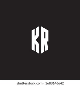 KR Logo monogram with hexagon shape style design template isolated on black background