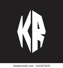 KR Logo monogram with octagonal ribbon style design template