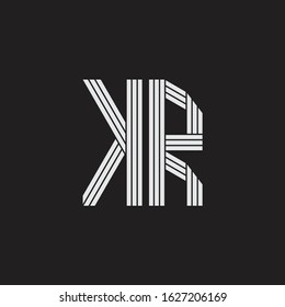 KR Logo monogram with outline style linked isolated on black background