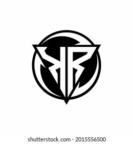 KR logo with triangle shape and circle rounded design template isolated on white background