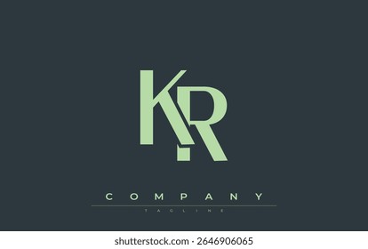 KR Modern Initials Logo Design. Logotipo de marca com iniciais estilizadas apresentando design arrojado e estética moderna. Ideal para profissionais de marca de negócios ou projetos criativos com foco em minimalista