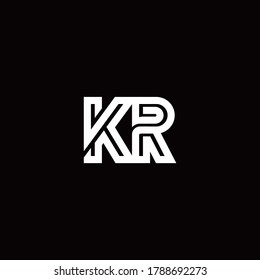 Logo de monograma KR con plantilla de diseño de línea abstracta