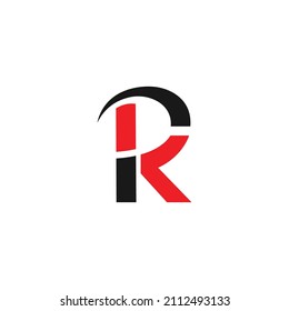 KR red and black logo - KR initial letter logo design concept