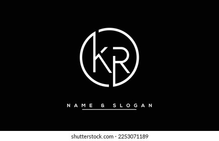 Monograma del logotipo de las letras abstractas de KR, RK