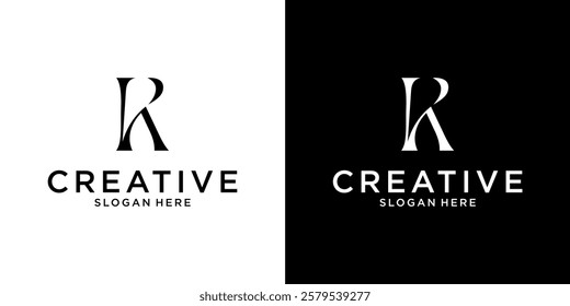 KR or RK initial letter logo design vector.