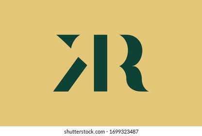 KR or RK and K or R Uppercase Letter Initial Logo Design, Vector Template