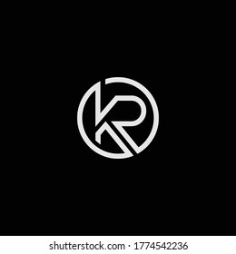 Diseños de letras KR o RK con colores y orígenes diferentes