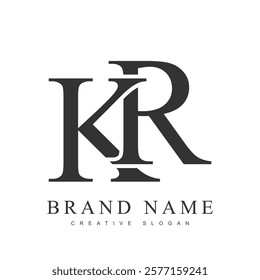 KR trendy logotype template. Initial letter k and r classic font style. Creative logo for company name or identity. Vector illustration.