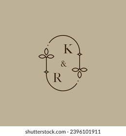 KR wedding initial logo in high quality professional design that will print well across any print media