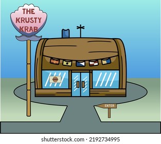 krabby patty krusty crab house illustration