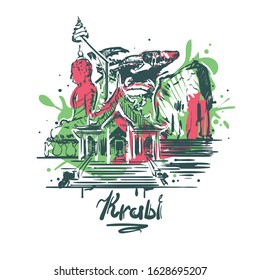 Krabi abstract color drawing. Krabi sketch vector illustration isolated on white background.