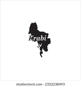 Krabi map and black lettering design on white background