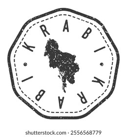 Krabi, Thailand Map Stamp Retro Postmark. Silhouette Postal Passport. Seal Round Vector Icon. Badge Vintage Postage Design.