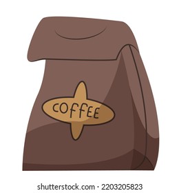Kraftbeutel mit Kaffee zu gehen. Vektorgrafik-Flachbildpaket