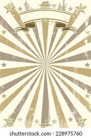 kraft brown vintage paper. A retro circus background with sunbeams. Ideal poster for your show