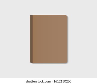 Kraft paper book cover mockup. Blank book cover mockup. Realistic closed book. Mockup vector isolated. Template design. Realistic vector illustration.