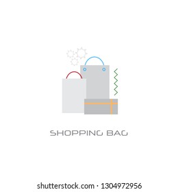 kraft paper cardboard bags gift box online shopping concept line style isolated