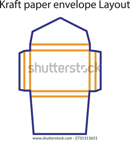 Kraft paper envelope layout dieline template for creative wedding invitation and greeting card packaging vector
