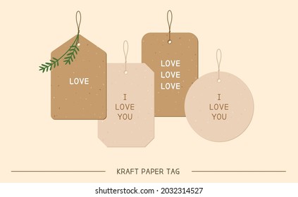 Conjunto de etiquetas de papel Kraft. etiqueta de mensaje de regalo
