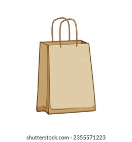 kraft paper lunch bag cartoon. texture material, empty folded, wood ecology kraft paper lunch bag sign. isolated symbol vector illustration