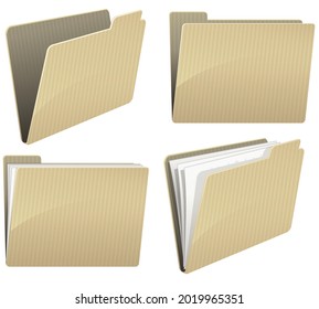 Kraft paper open and closed folder collection