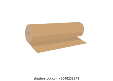 Kraft paper roll for packaging in flat illustration. Kraft paper isolated on white background. Vector illustration