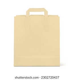 Kraft paper shopping bag mockup. Vector illustration isolated on white background. Ready to use for your design, advertising, branding, promo and etc. EPS10.	