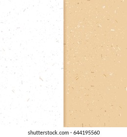 Kraft paper texture, vector illustration. Set of two, white and beige realistic craft paper backgrounds.