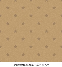 Kraft recycled paper texture vector. Seamless craft paper with star subtle pattern overlay. Handmade designer brown paper.