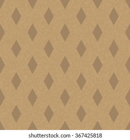 Kraft recycled paper texture vector. Seamless craft paper with rhombus subtle pattern overlay. Handmade designer brown paper.