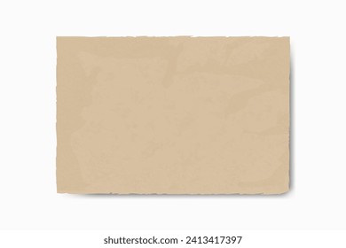 Kraft recycled texture paper background, grunge old parchment banner template. Vector illustration.