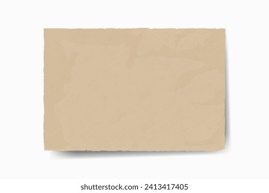 Kraft recycled texture paper background, grunge old parchment banner template. Vector illustration.