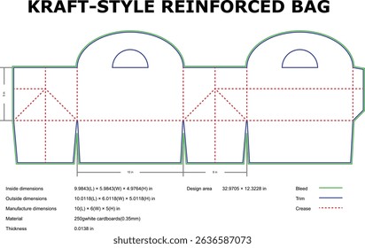 Kraft style reinforced bag die cut template design