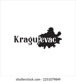 Kragujevac map and black lettering design on white background