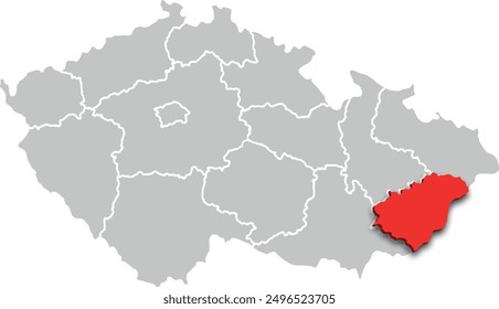 Zlínský kraj map REGION of CZECH REPUBLIC 3d isometric map