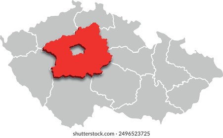 Středočeský kraj map REGION of CZECH REPUBLIC 3d isometric map