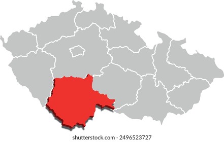 Jihočeský kraj map REGION of CZECH REPUBLIC 3d isometric map
