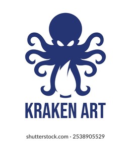 kraken art flat minimalist logo design