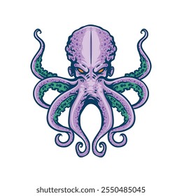 arte kraken para mascote de logotipo