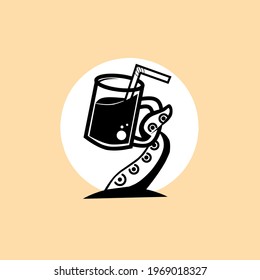 the kraken and beer logo. the fusion of kraken tentacles holding a beer