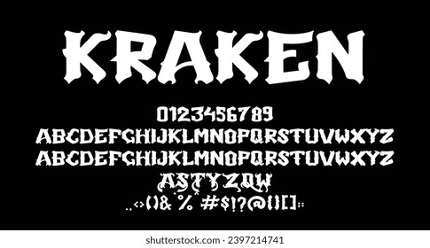 Kraken Blackletter display font Best Alphabet Alphabet Brush Script Logotype Font lettering handwritten