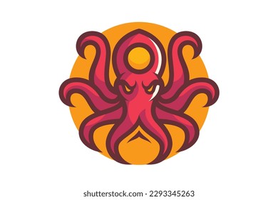 Kraken cartoon mascot logo illustration vector