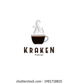 kraken coffee concept logo ,tentacle and cup or mug concept logo coffee ,octopus coffee