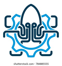 Kraken and Cogwheel Icon