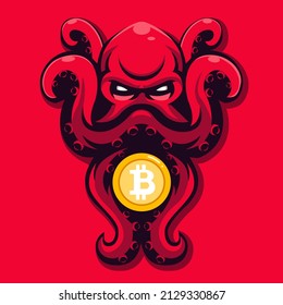 Kraken crypto mascot logo design vector with modern illustration concept style for badge, emblem and t shirt printing