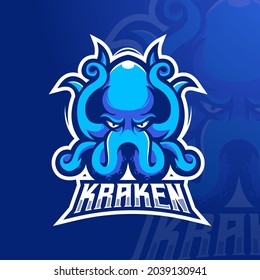 Kraken detailed esports gaming logo template